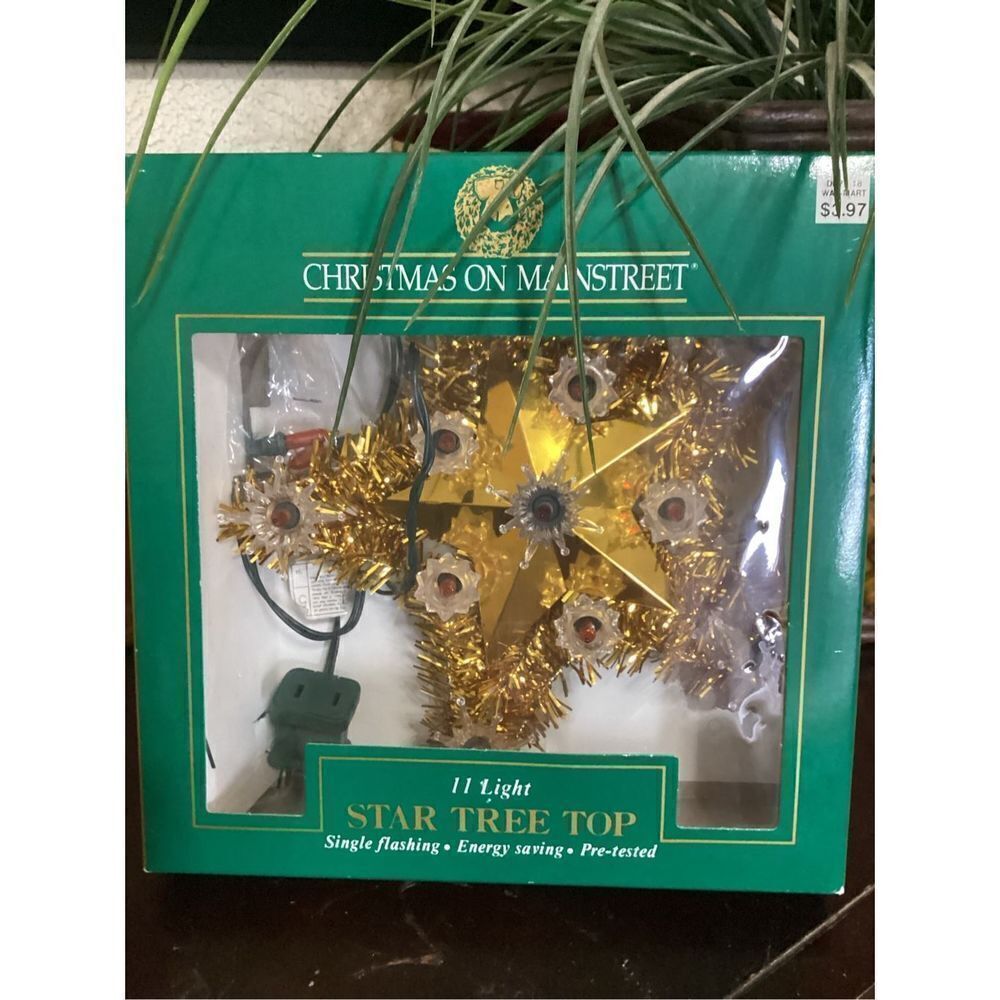 Vintage Christmas Tree Topper Twinkling Light Star